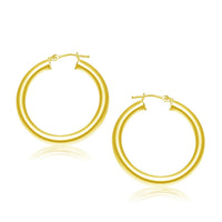 Thumbnail for 14k Yellow Gold Polished Hoop Earrings (30 mm) Earrings Angelucci Jewelry   