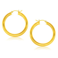 Thumbnail for 14k Yellow Gold Polished Hoop Earrings (40 mm) Earrings Angelucci Jewelry   
