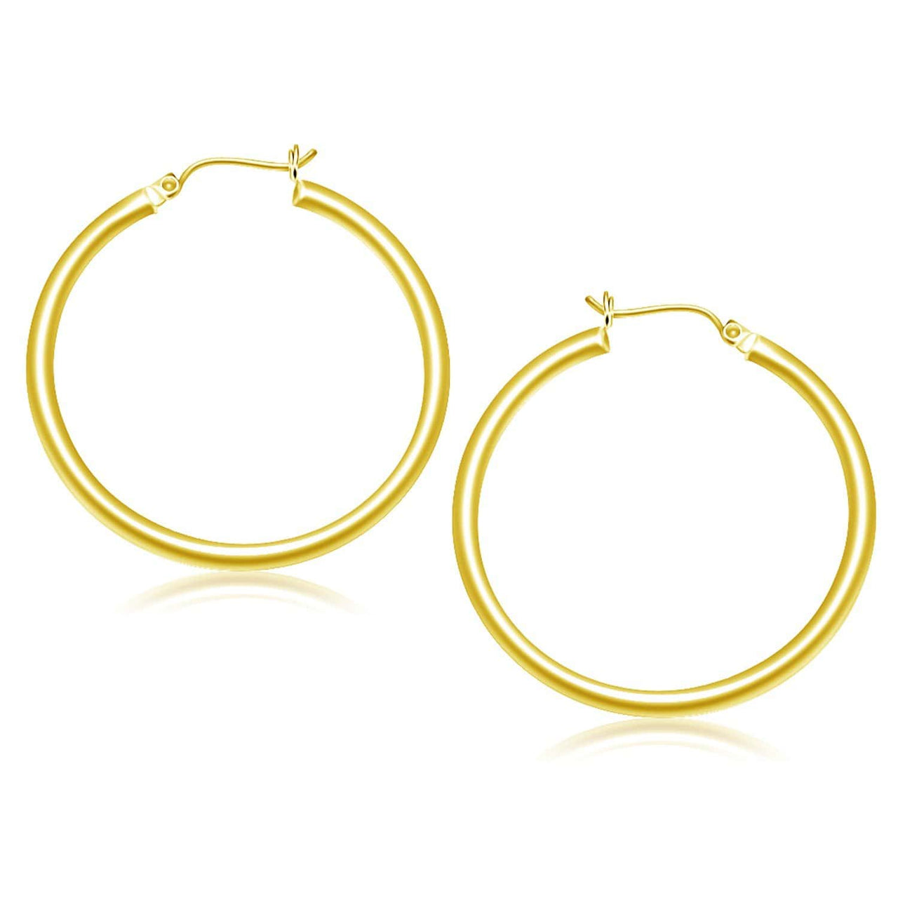 14k Yellow Gold Polished Hoop Earrings (40 mm) Earrings Angelucci Jewelry   