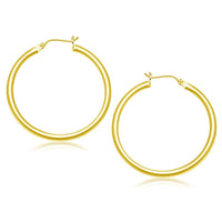 Thumbnail for 14k Yellow Gold Polished Hoop Earrings (40 mm) Earrings Angelucci Jewelry   