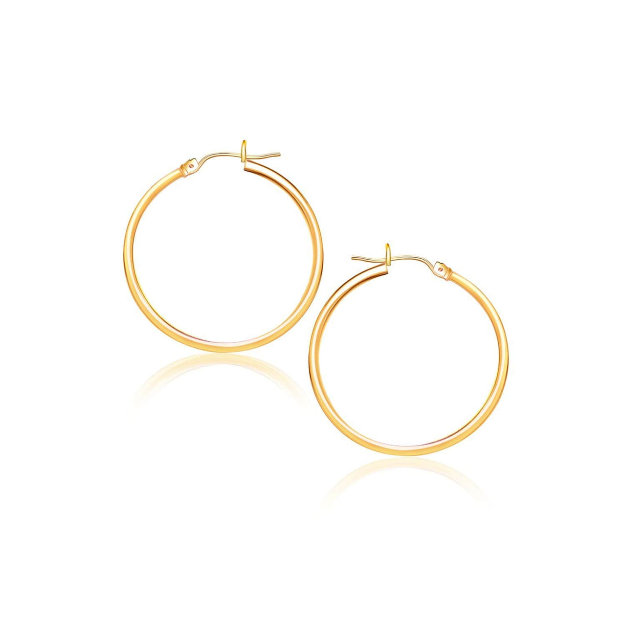 14k Yellow Gold Polished Hoop Earrings (40 mm) Earrings Angelucci Jewelry   