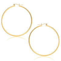 Thumbnail for 14k Yellow Gold Polished Hoop Earrings (45 mm) Earrings Angelucci Jewelry   