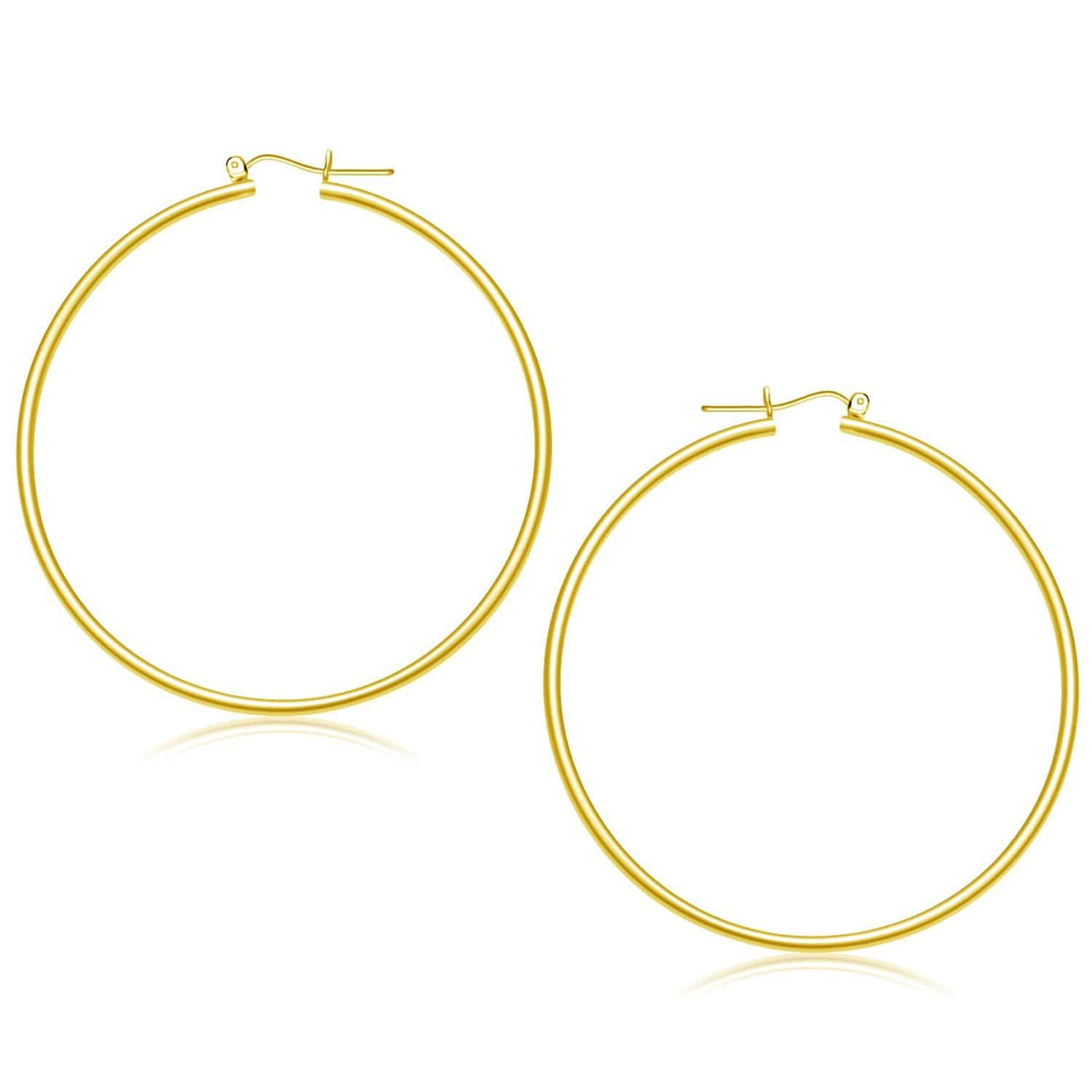14k Yellow Gold Polished Hoop Earrings (55 mm) Earrings Angelucci Jewelry   