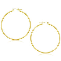 Thumbnail for 14k Yellow Gold Polished Hoop Earrings (55 mm) Earrings Angelucci Jewelry   