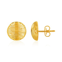 Thumbnail for 14k Yellow Gold Post Earrings with Diamond Cut Line Pattern Earrings Angelucci Jewelry   