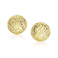 Thumbnail for 14k Yellow Gold Puff Round Earrings with Diamond Cuts Earrings Angelucci Jewelry   