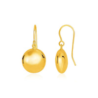 Thumbnail for 14k Yellow Gold Puffed Circle Shape Drop Earrings Earrings Angelucci Jewelry   