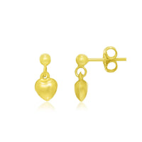 Thumbnail for 14k Yellow Gold Puffed Heart Children's Dangling Earrings Earrings Angelucci Jewelry   