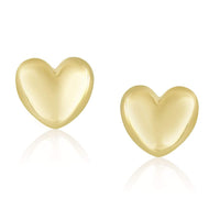 Thumbnail for 14k Yellow Gold Puffed Heart Shape Shiny Earrings Earrings Angelucci Jewelry   