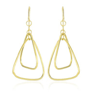 Thumbnail for 14k Yellow Gold Rounded Triangle Tube Design Drop Earrings Earrings Angelucci Jewelry   