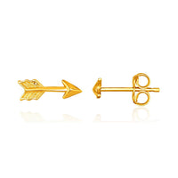 Thumbnail for 14k Yellow Gold Single Post Earring with Textured Arrow Earrings Angelucci Jewelry   