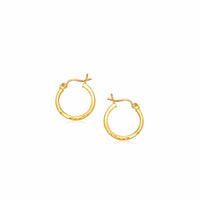 Thumbnail for 14k Yellow Gold Slender Hoop Earring with Diamond-Cut Finish (15mm Diameter) Earrings Angelucci Jewelry   