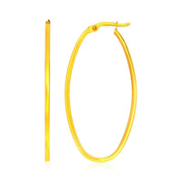 Thumbnail for 14k Yellow Gold Slim Oval Shape Hoop Earrings Earrings Angelucci Jewelry   