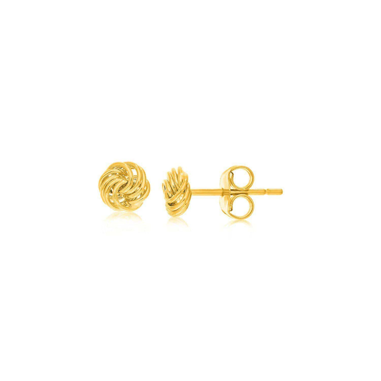 14k Yellow Gold Small Love Knot Motif Stud Earrings Earrings Angelucci Jewelry   