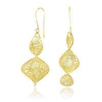 Thumbnail for 14k Yellow Gold Spiral Earrings with Diamond Cuts and Mesh Design Earrings Angelucci Jewelry   