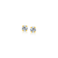 Thumbnail for 14k Yellow Gold Stud Earrings with Faceted White Cubic Zirconia Earrings Angelucci Jewelry   