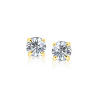 Thumbnail for 14k Yellow Gold Stud Earrings with White Hue Faceted Cubic Zirconia Earrings Angelucci Jewelry   
