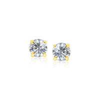 Thumbnail for 14k Yellow Gold Stud Earrings with White Hue Faceted Cubic Zirconia Earrings Angelucci Jewelry   