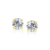 Thumbnail for 14k Yellow Gold Stud Earrings with White Hue Faceted Cubic Zirconia Earrings Angelucci Jewelry   