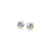 Thumbnail for 14k Yellow Gold Stud Earrings with White Hue Faceted Cubic Zirconia Earrings Angelucci Jewelry   