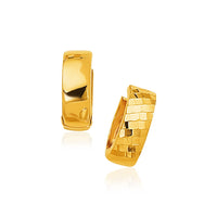 Thumbnail for 14k Yellow Gold Textured and Polished Hoop Earrings Earrings Angelucci Jewelry   