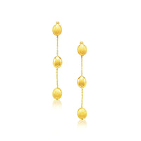 Thumbnail for 14k Yellow Gold Textured and Shiny Pebble Dangling Earrings Earrings Angelucci Jewelry   