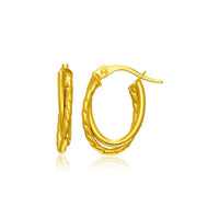 Thumbnail for 14k Yellow Gold Textured Double Row Hoop Earrings Earrings Angelucci Jewelry   