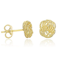 Thumbnail for 14k Yellow Gold Textured Finish Love Knot Style Earrings Earrings Angelucci Jewelry   