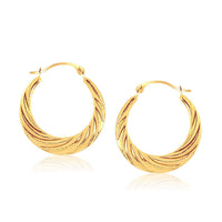 Thumbnail for 14k Yellow Gold Textured Graduated Twist Hoop Earrings Earrings Angelucci Jewelry   