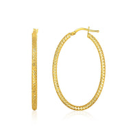Thumbnail for 14k Yellow Gold Textured Oval Hoop Earrings Earrings Angelucci Jewelry   