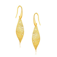 Thumbnail for 14k Yellow Gold Textured Weave Leaf Design Earrings Earrings Angelucci Jewelry   