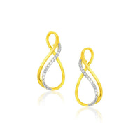 Thumbnail for 14k Yellow Gold Thin Infinity Diamond Accented Earrings Earrings Angelucci Jewelry   