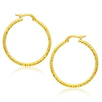 Thumbnail for 14k Yellow Gold Tube Textured Round Hoop Earrings Earrings Angelucci Jewelry   