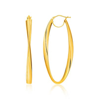 Thumbnail for 14k Yellow Gold Twist Motif Oval Shape Hoop Earrings Earrings Angelucci Jewelry   