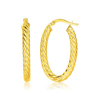 Thumbnail for 14k Yellow Gold Twisted Cable Oval Hoop Earrings Earrings Angelucci Jewelry   