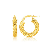 Thumbnail for 14k Yellow Gold Twisted Cable Small Hoop Earrings Earrings Angelucci Jewelry   