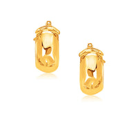 Thumbnail for 14k Yellow Gold Wide Small Hoop Earrings with Snap Lock Earrings Angelucci Jewelry   