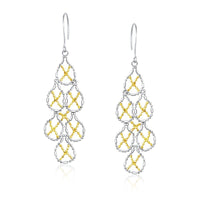 Thumbnail for 14k Yellow Gold & Sterling Silver Pear Shaped Beaded Earrings Earrings Angelucci Jewelry   