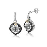Thumbnail for 18k Yellow Gold and Sterling Silver Cushion Crystal Quartz and Diamond Earrings Earrings Angelucci Jewelry   