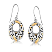 Thumbnail for 18k Yellow Gold and Sterling Silver Graduated Drop Earrings with Leaf Motifs Earrings Angelucci Jewelry   