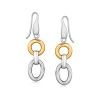 Thumbnail for 18k Yellow Gold and Sterling Silver Round and Oval Motif Rhodium Plated Earrings Earrings Angelucci Jewelry   