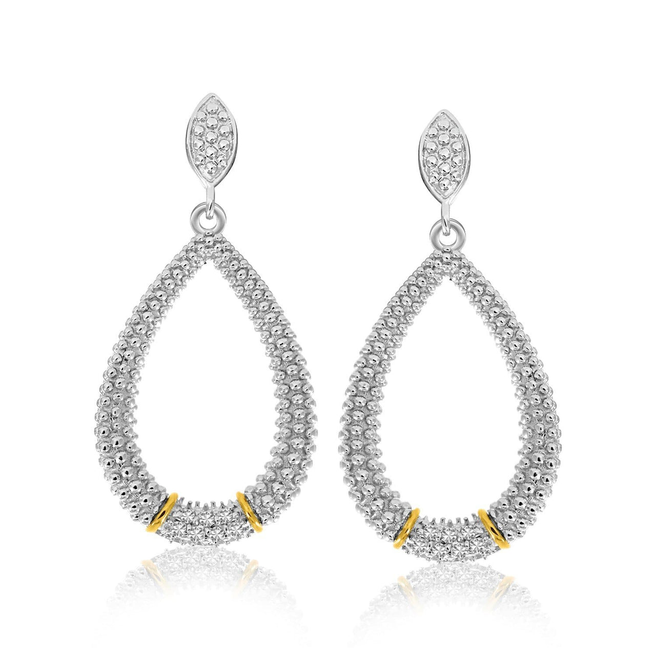 18k Yellow Gold & Sterling Silver Diamond Accented Graduated Popcorn Earrings Earrings Angelucci Jewelry   