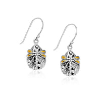 Thumbnail for 18k Yellow Gold & Sterling Silver Teardrop Dragonfly Earrings Earrings Angelucci Jewelry   