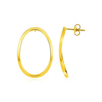 Thumbnail for Curved Open Oval Post Earrings in 14k Yellow Gold Earrings Angelucci Jewelry   