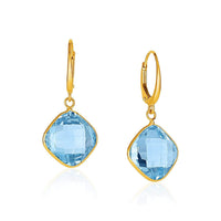Thumbnail for Drop Earrings with Blue Topaz Cushion Briolettes in 14k Yellow Gold Earrings Angelucci Jewelry   