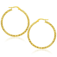 Thumbnail for Large Textured Hoop Earrings in 10k Yellow Gold Earrings Angelucci Jewelry   