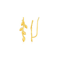 Thumbnail for Leafy Branch Motif Climber Earrings in 14k Yellow Gold Earrings Angelucci Jewelry   