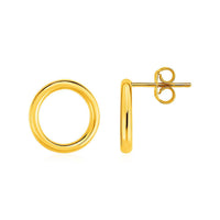 Thumbnail for Open Circle Post Earrings in 14k Yellow Gold Earrings Angelucci Jewelry   