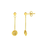 Thumbnail for Post Earrings with Love Knot Drops in 14k Yellow Gold Earrings Angelucci Jewelry   