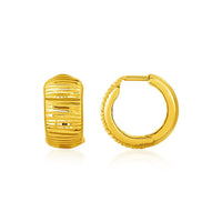 Thumbnail for Reversible Textured and Smooth Snuggable Earrings in 10k Yellow Gold Earrings Angelucci Jewelry   
